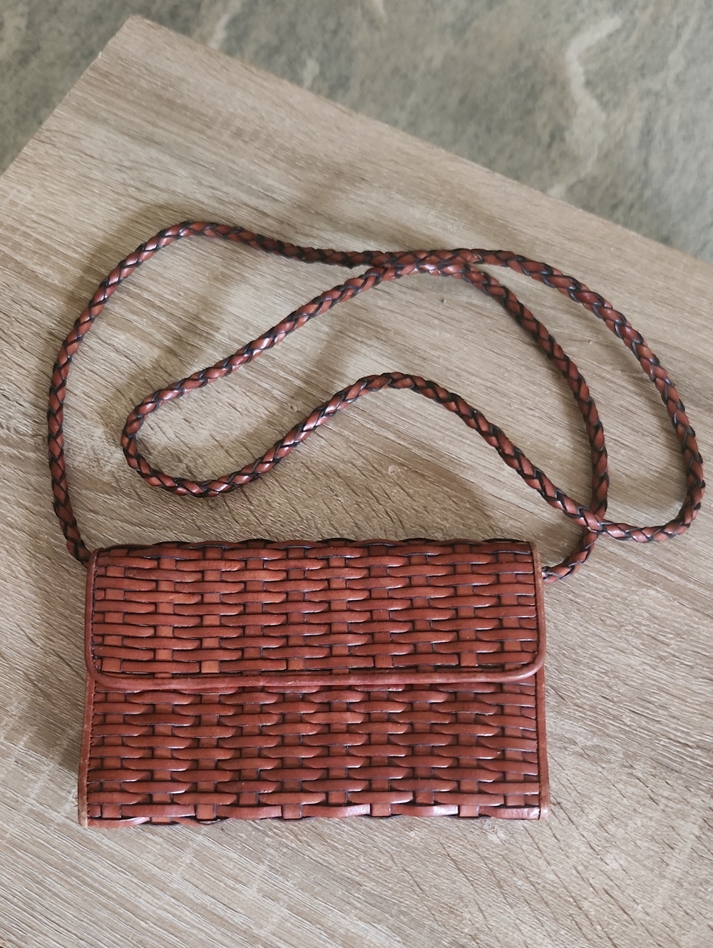 Talbots All Leather Woven Clutch/Wallet